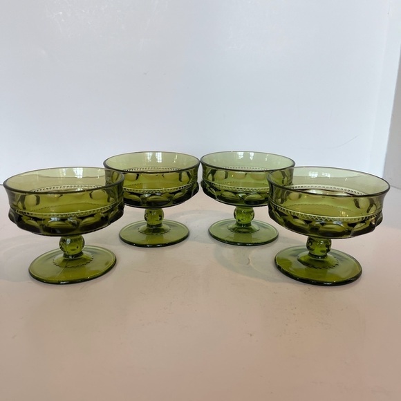 Indiana Glass Kings Crown Thumbprint Design Footed Sherbet Dishes - Picture 4 of 10